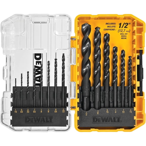 Drill Bit Set, 3-Flats Shank,14-Piece, 135 Degree Split Point, for Plastic, Wood and Metal (DWA1184)