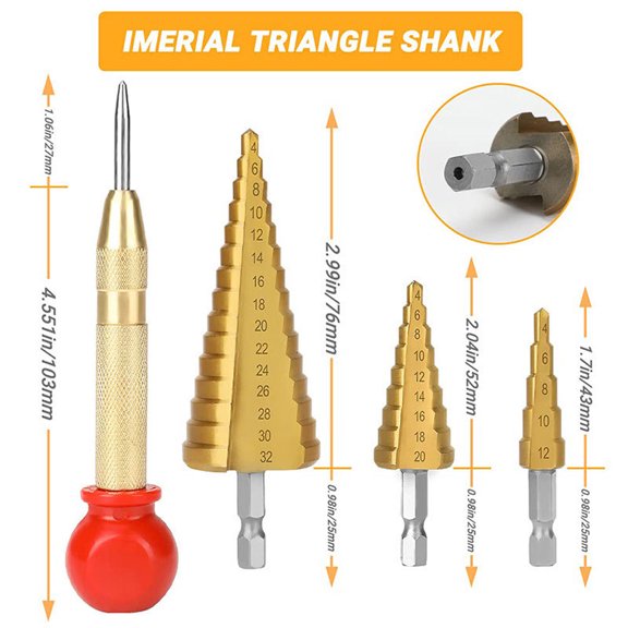 Drill Bit Set,Drill Combo Set Drill Bit Punch Positioner Countersunk Drill Wood Drill Positioner Countersunk Drill Bit Drill Wood Set Drill Center Drill Center Punch Center Punch Positioner
