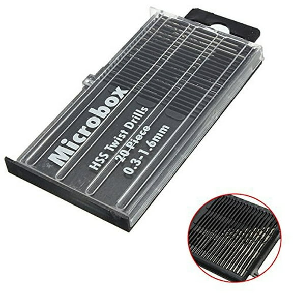 Drill Bit Set Micro Mini Drill Bits 0.012 to 0.063-inch Precision Drilling 20-Piece High Speed Steel Twist Drills for Jewelry Resin Wood Work #701 Silver