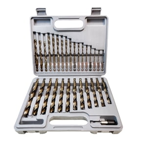 Drill Bit Set Titanium-Coated Hex Shank 29-Piece 1/16-1/2 Inch