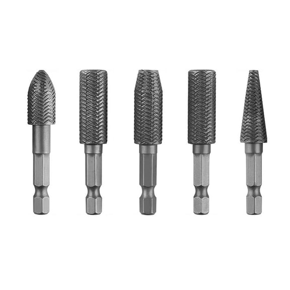 Drill Bit Set for Universal Use – 5 Piece Hex Handle Steel Drill Bits for Filing Forming and Carving Grinding Discs Metal Construction for Versatile Crafting 5PCS
