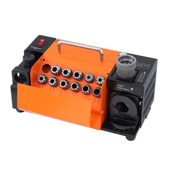 Drill Bit Sharpener 3-13mm, Adjustable Angle Grinder Tool, CBN & SDC Wheel, 11 Collets, Portable Drill Bit Re-Sharpener for Steel & Tungsten