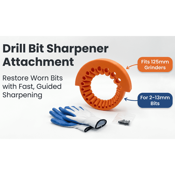 Drill Bit Sharpener, Power Drill Bit Grinding Attachment, Old Drill Bit Grinder, Giant Blade Angle Grinder for Grinding Drill Bits, 2 to 13 Mm Drill Bits for Grinding 125 Mm Grinder(1pcs)
