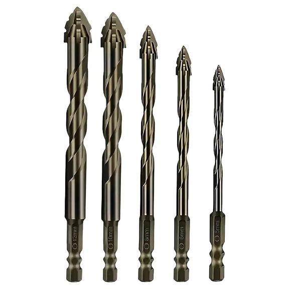 Drill Bits,Concrete Drill Bit,Four Blade Serrated Eccentric Drill Bits,High-Strength Eccentric Twist Drill Bit,Concrete Drill Bit Set For Stone, Glass, Concrete, Wood, Brick, Metal (5pack)