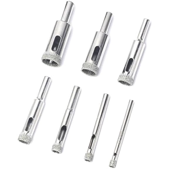 Drill Bits for Glass, 7 count  Hole  Kit, Glass Drill Bit for Ceramic Bottles, Pots, Marble, Tile .(1/8"-1/2")
