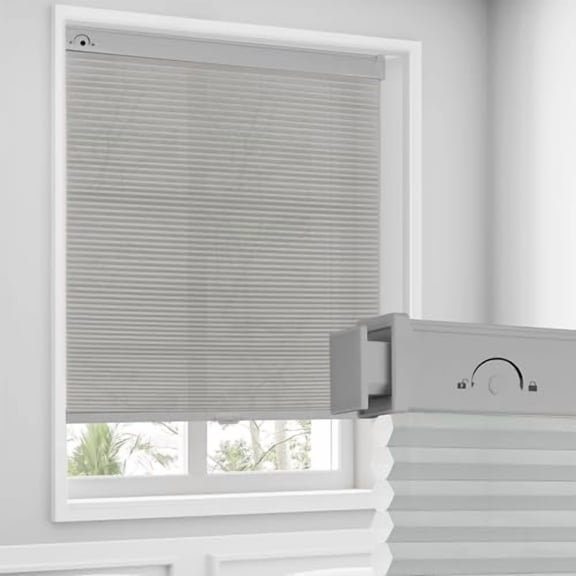 No Drill Blinds for Windows Blackout Cordless Cellular Shades Honeycomb Blinds Pull Down, Free Stop Easy Install for Home and Office, 50% Blackout, Gray, 70" W x 36" H$$Home Decor, Kitchen, & Other