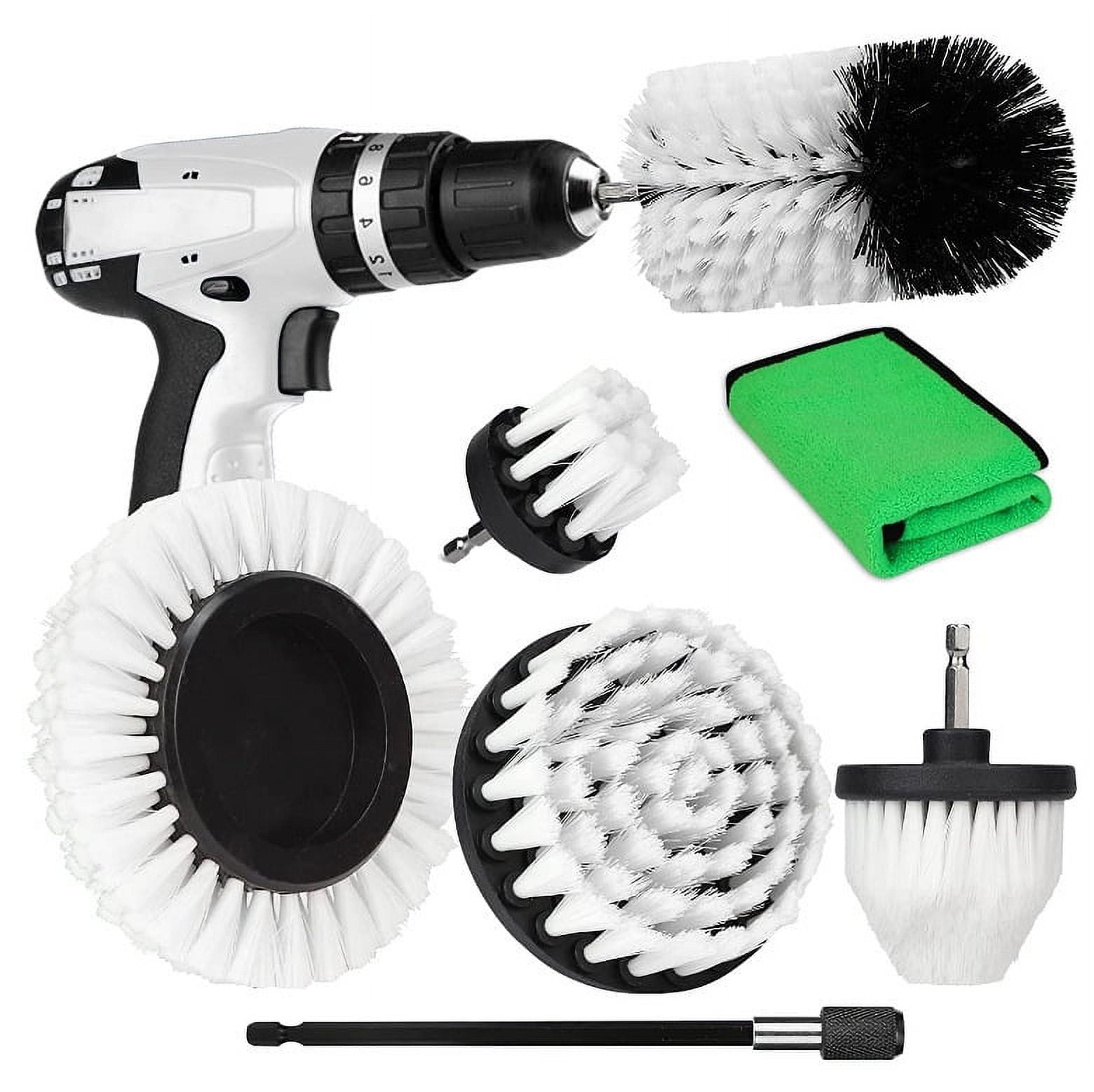 Drill Brush Attachment Set, 7 Pack 1/4in Power Scrubber Brush + Extend ...