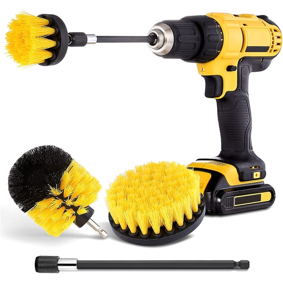 Drill Brush Attachment Set - Power Scrubber Brush Cleaning Kit - All Purpose Drill Brush with Extend Attachment