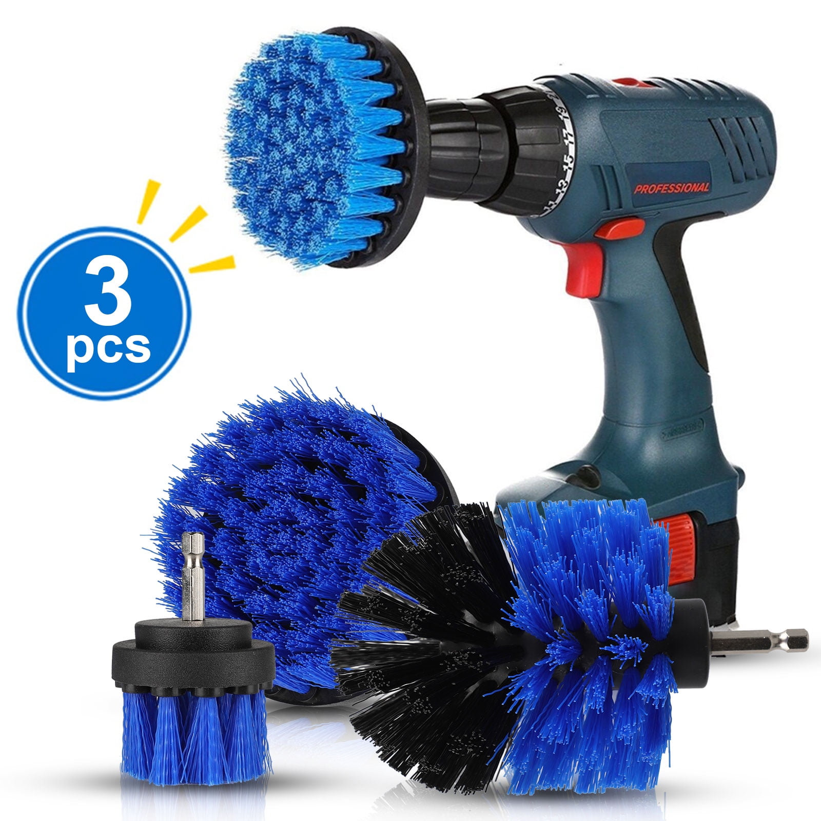 Smart Tech Powerful 22/3pcs Electric Drill-brush Kit For Effortless Carpet,  Bathroom, Surface, Tub, Furniture, Shower, Tile, And Tires Cleaning : Target