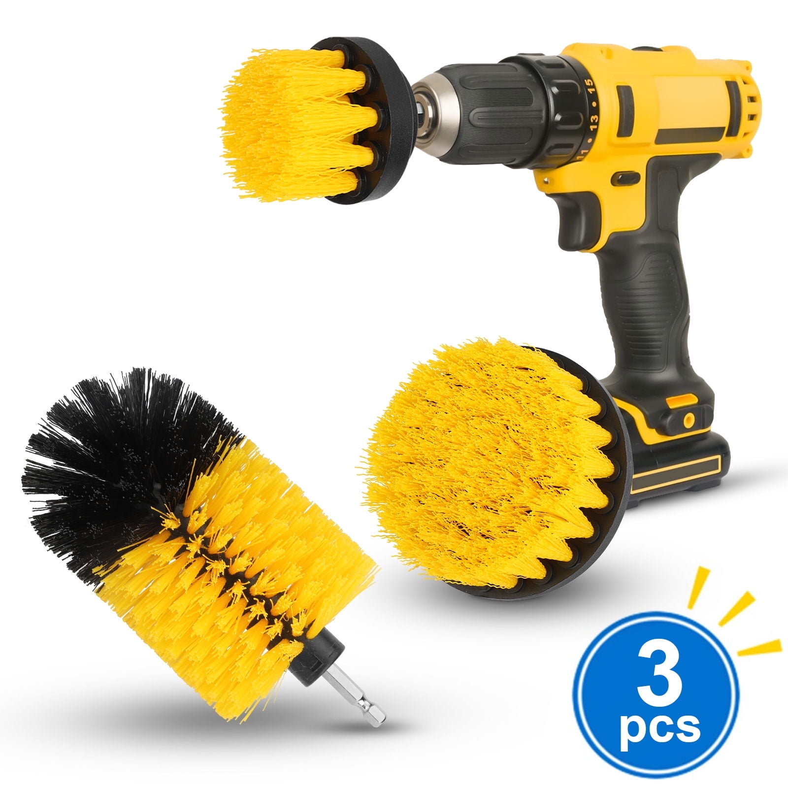 Drill Brush Attachments for Cleaning, 3Pcs Scrub Brush Drill Powered Car Detailing Cleaning