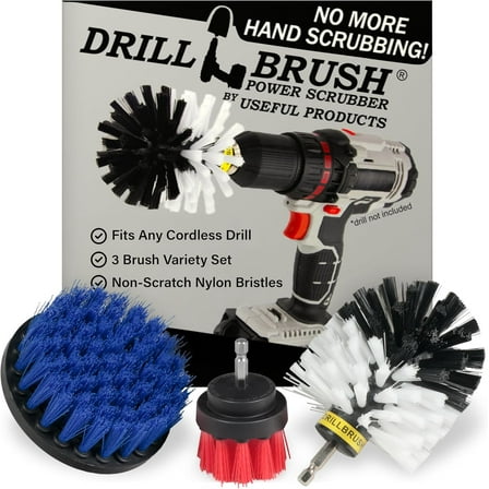 Drill Brush Attachments for Cleaning Carpet, Chairs, Wheels, Vinyl, Bathroom, Shower, Tile, Grout, Trucks, Boats - Car Detailing Kit Interior Cleaner