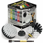 Drill Brush Car Washing and Detailing Power Brush Kit with Long-reach Removable Extension. Auto Care set includes 3 Different Size, Replaceable, Soft White Scrubber Brushes With Quick Change Extender