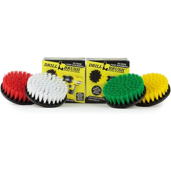Drill Brush - Cleaning Supplies - Power Scrubber Brush Variety Sampler Kit - Grout Cleaner - Spin Brush - Tile Cleaner - Boat Brush - Bathtub Cleaner - Window Cleaner - Mineral Deposits, Soap Scum