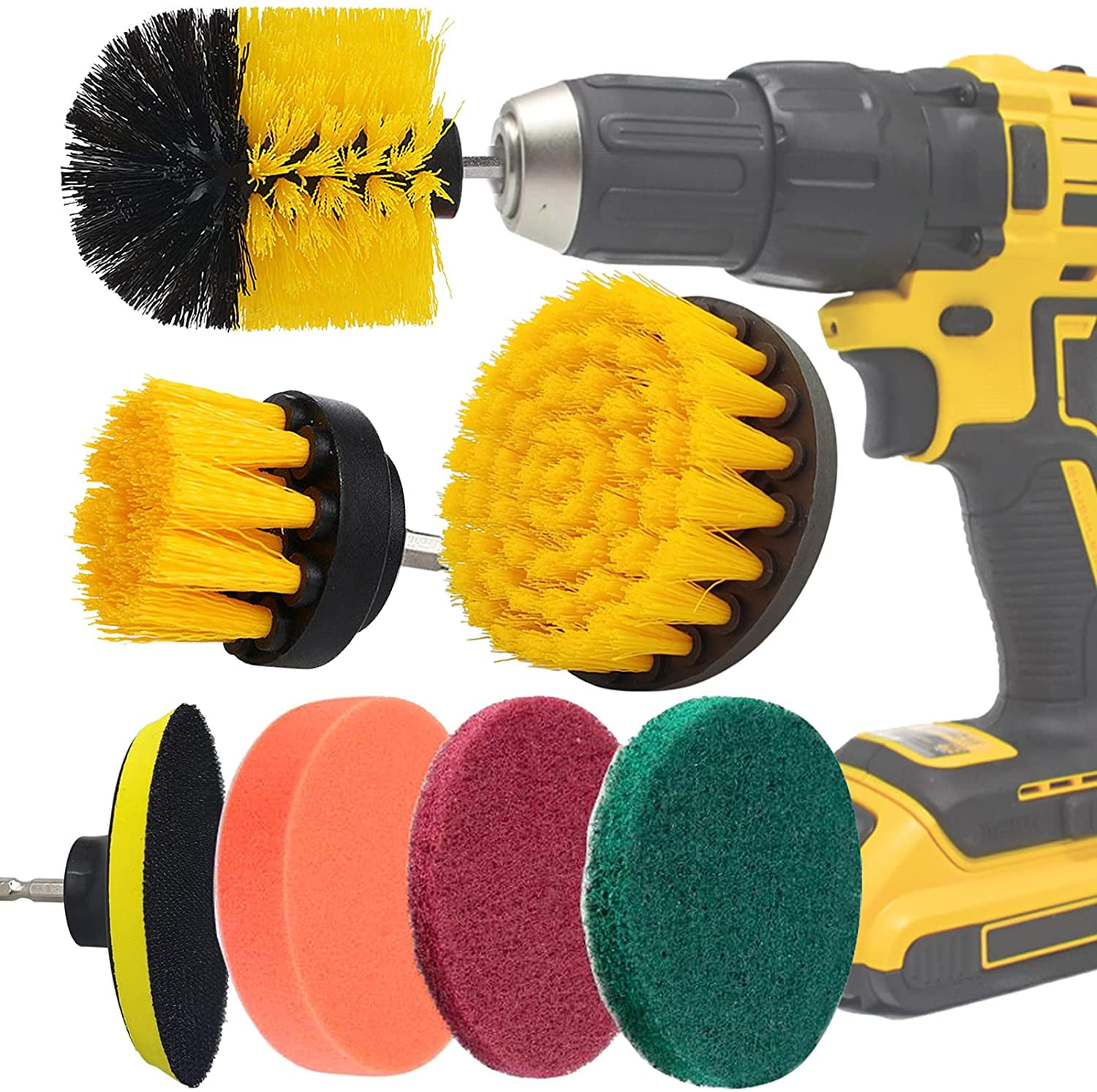 Drill Brushes for Cleaning 7 Pcs Drill Brush Attachment Tile Scrubber