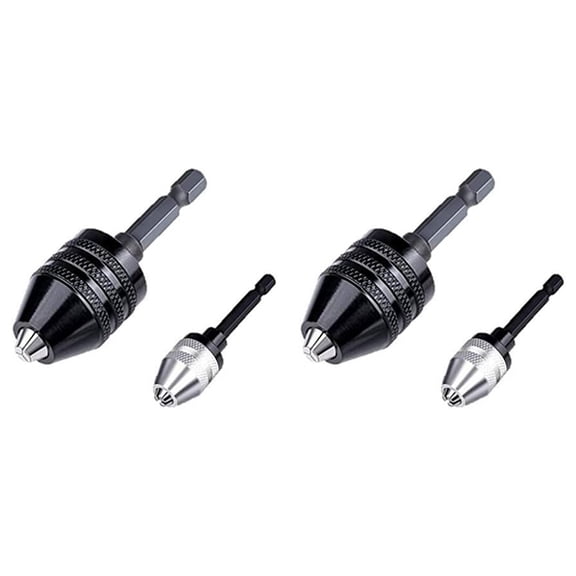 Drill Chuck Adapter-4Pcs Drill Chuck for Impact Driver,Drill Bit Adapter Keyless Chuck 1/4 Hex Shank (0.6-8mm,0.3-3.6mm)