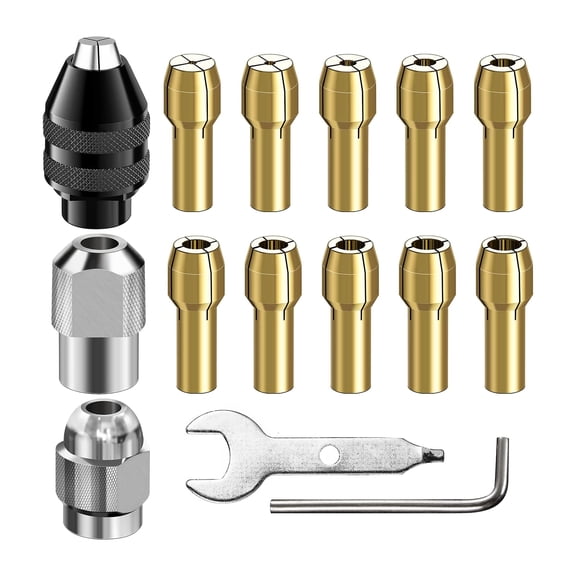 Drill Chuck Collet Set 1/32" to 1/8" Replacement 4486 Drill Keyless Bit Chuck Shank Rotary Tool Quick-Change Adapter