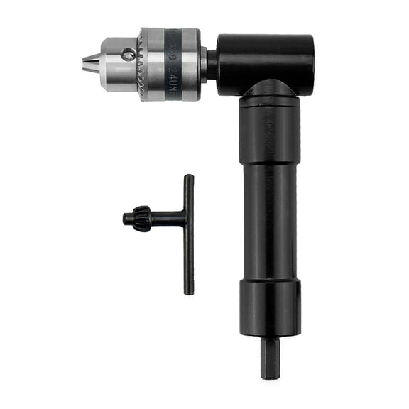 Drill Chuck Extension, 90 degree attachment Adapter With 3/8" Keyed Chuck 8mm Hex Shank Power Tool Accessory10.8*15.5cm)