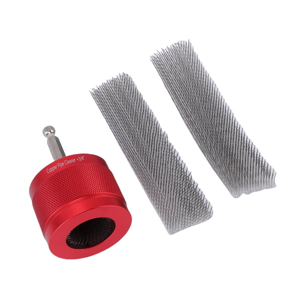 Drill Copper Pipe Cleaner 3/4 Inch, Electric Drill Tube Cleaner Tool with 2 Replaceable Steel Brushes, Rust Removal Polish Tool