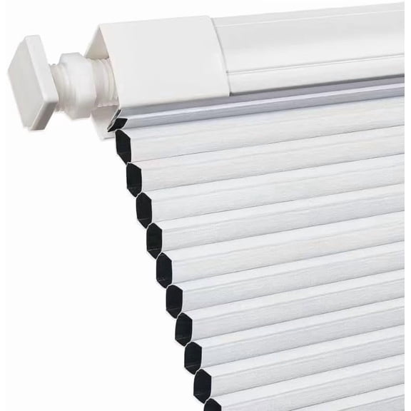No Drill Cordless Cellular Honeycomb Blinds, Tension Mount Blackout Window Shades, Thermal Insulating Child Safe Cord Free Window Blinds for Bedroom Kitchen Living Room, White