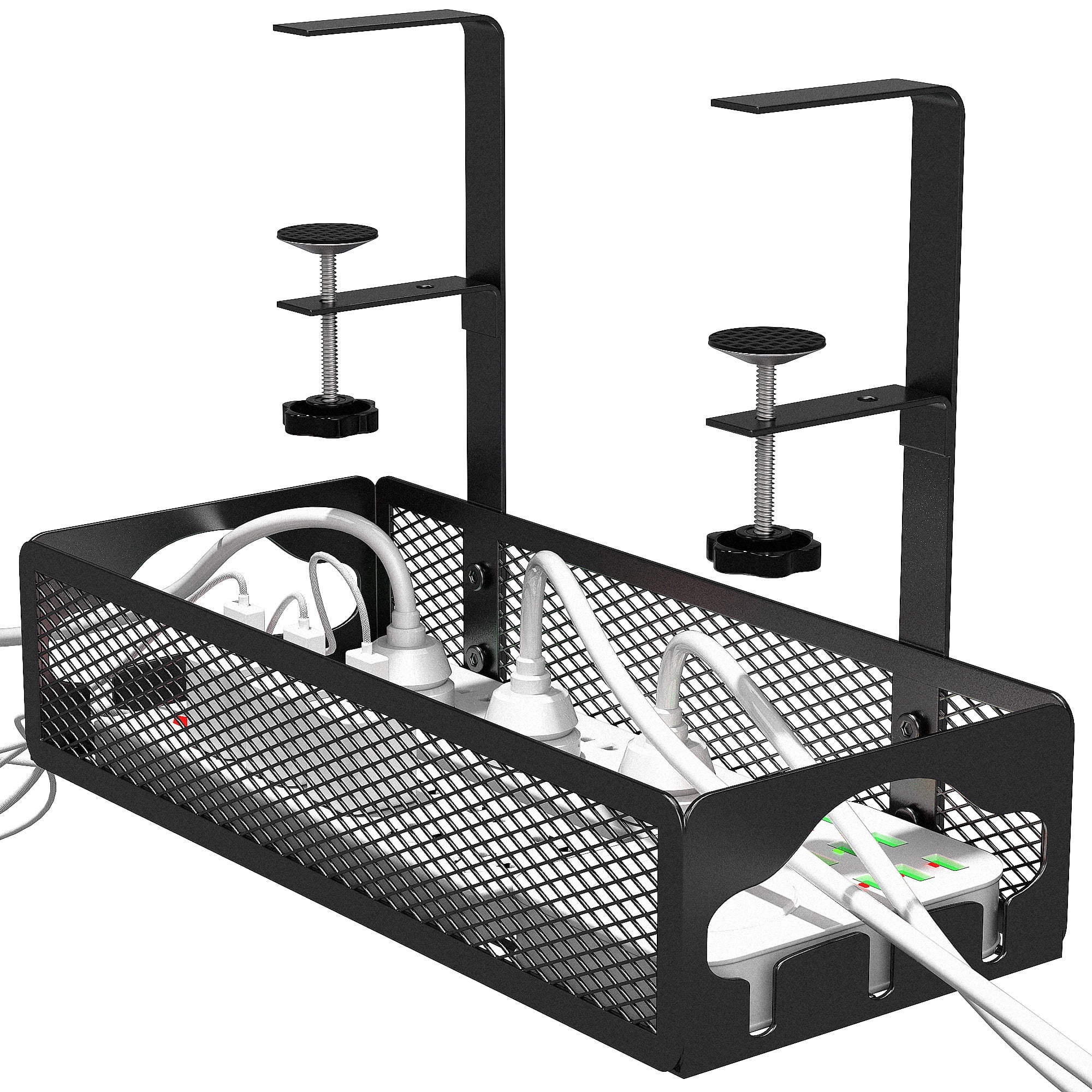 2 Pack Under Desk Cable Management Trays – 16.5 Inch Steel Organizer For Power Strips & Wires