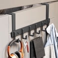 thumbnail image 1 of No Drill Over The Door Hook Rack with 6 Hooks,Metal Hanging Coat Towel Holder, Punch-Free Door Back Organizer for Bathroom Bedroom Closet Hat Robe Storage Gray, 1 of 7