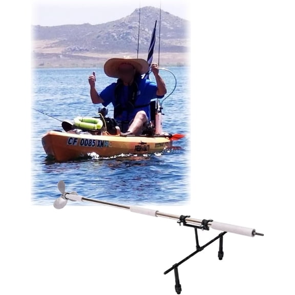 Drill‑Driven Boat Thruster, 125cm Transom Mount Propeller, Clamp‑on Trolling Motor for Kayak & Small Fishing Boat