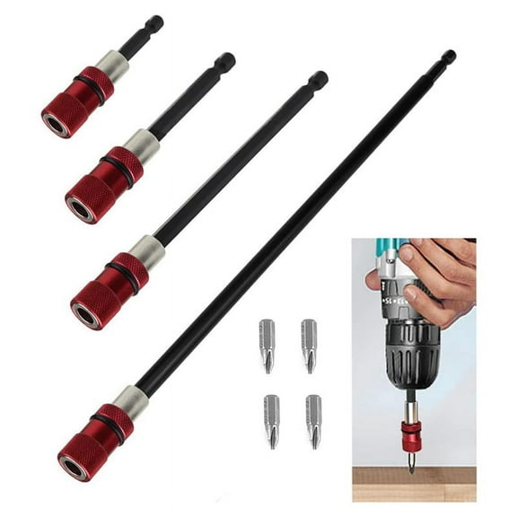 Drill Extension Bit Holder 4Pcs,12 Inch Screwdriver Bar Chuck Adapter Extender 1/4 Hex Holde