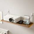thumbnail image 1 of No Drill Floating Shelf, 30 lb Capacity Wall Mounted Shelf for Bedside & Living Room | Black Wood Projector & Router Organizer, Damage-Free Installation Coffee, 1 of 6
