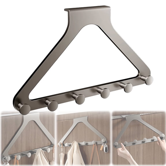 Drill Free Over The Door 6 Hook Rack 6 Hook Over The Door Coat Rack 6hook Over Door Racks Towel Hanger No Drill Saving Hooks Racks For Coats Hats Towels Bags, A