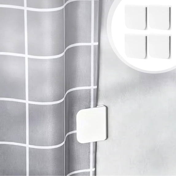 Drill Free Shower Curtain Clip, Punch Free No Residue Firm Wind Resistant Design, Wall Hanging Hook, Curtain Holder for Bathroom Indoor Daily Curtain Anti Shift Fixation