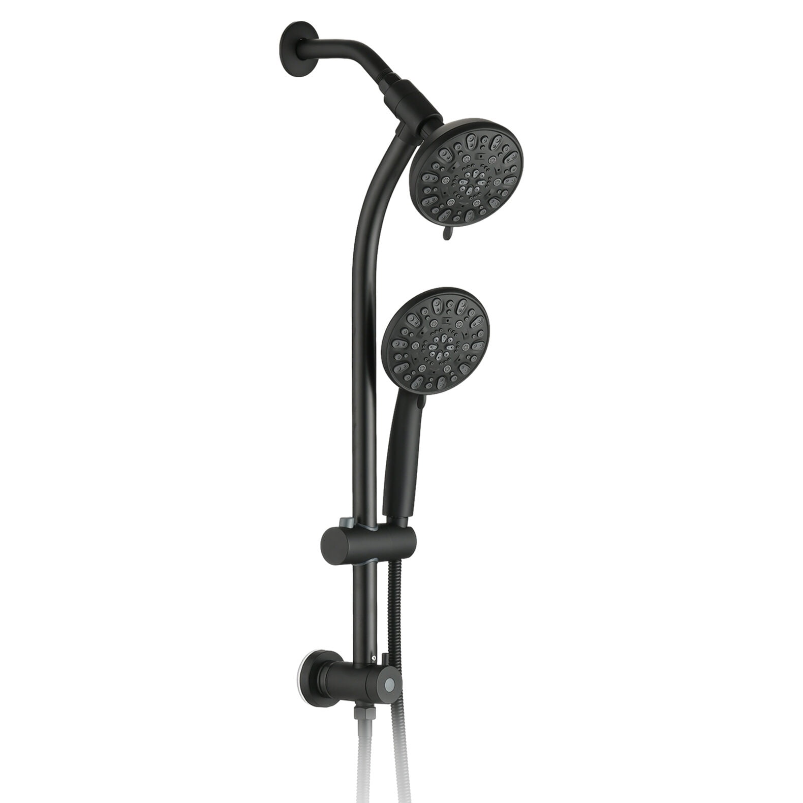 Drill-Free Stainless Steel Slide Bar Combo Rain Showerhead 7-Setting Hand,Dual Shower Head Spa System,Matte Black Abs Bath Faucets Freestanding Tub Faucets