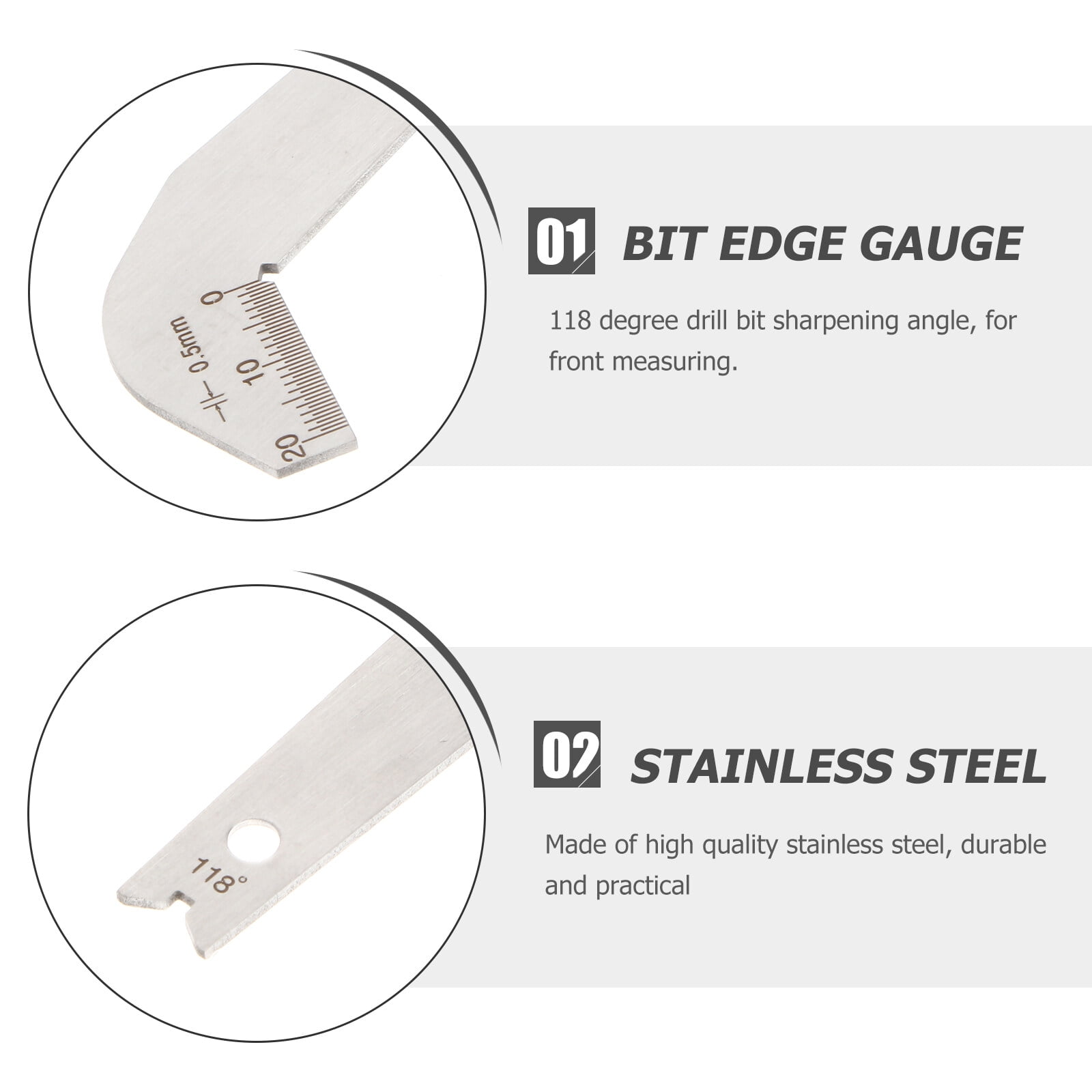 Drill Gauge Bit Stainless Steel Drill Template Gauge 118 Degree Bit