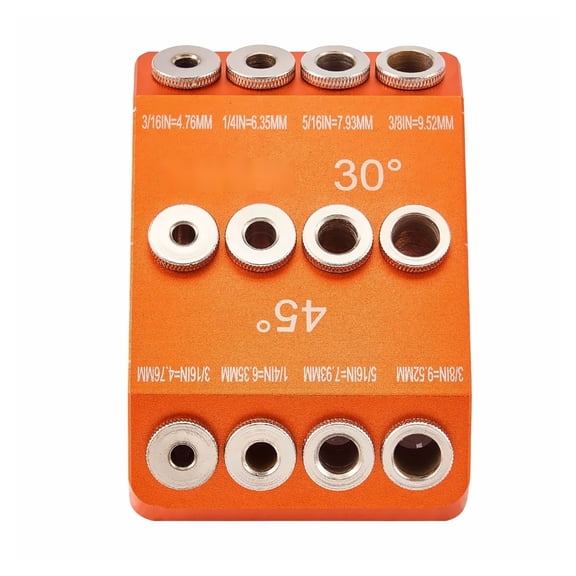 Drill Guide 30/45/90 Degree, Portable Drilling Jig - 4 Sizes for Wood Metal Railing