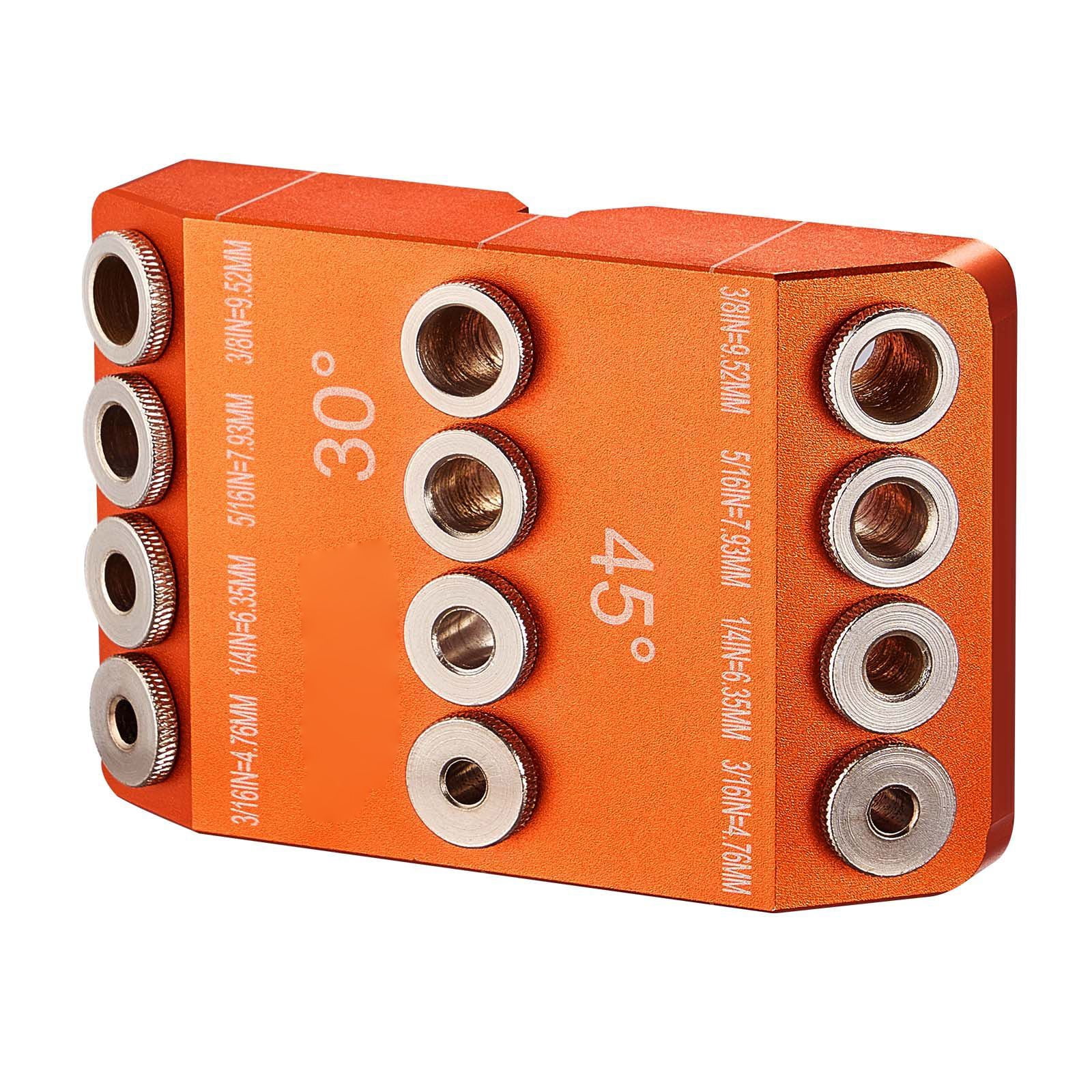 Drill Guide with 3 Drilling Angles 30°/45°/90°, 4 Guide Sizes, Portable Drill Jig for Angled Horizontal Precise Hole Placement Woodworking