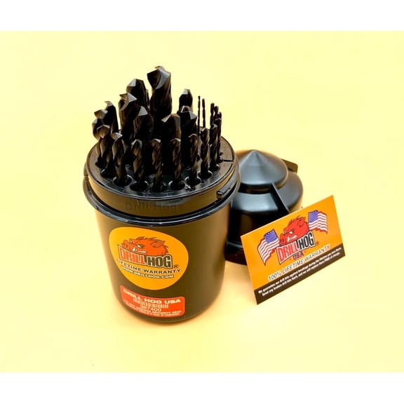 Drill Hog 29 Pc Drill Bit Set 1/16 to 1/2" Pig Steel M60 Lifetime Warranty
