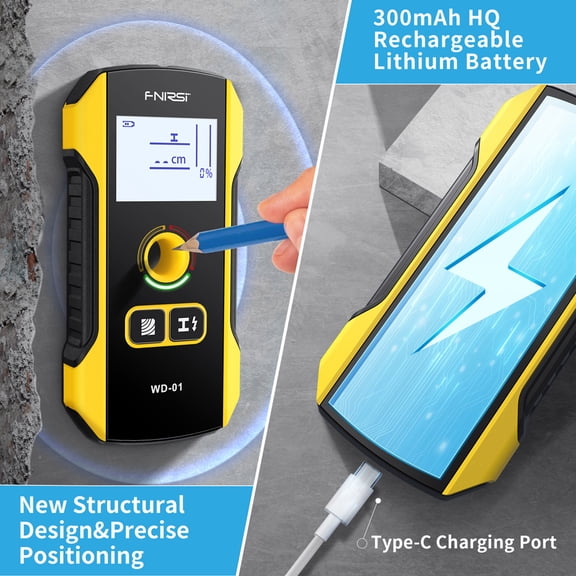 Drill Hole Positioning Tool Tool Portable Handheld Wall Detector Scanner Wooden AC Wires Metal Pipes Rebars Detecting Tool Indicator Light Drill Hole Positioning Tool