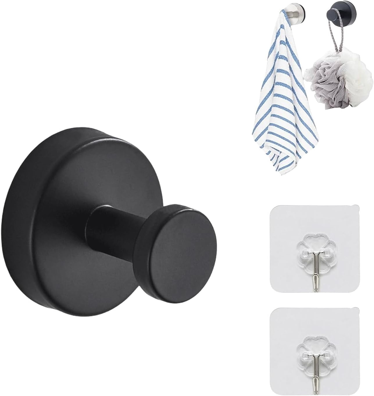 No Drill Hooks, 2024 New Stainless Steel Waterproof Suction Cup Hooks, No Drill Suction Cup Hooks for Shower, Bathroom, Hanging Towels, Mounting on Glass Shower Doors, Mirrors (1pc)