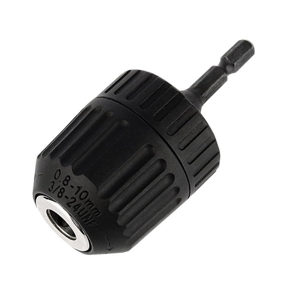 Drill Keyless Chuck Plastic Sleeves 0.8-10mm 3/8''-24UNF + 1/4'' Hex Adaptor Impact Drivers
