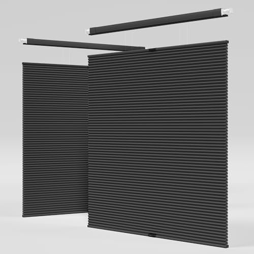 No Drill Light Filtering Cellular Shades No Tools Window Blinds Top Dwon Bottom Up Honeycomb Blinds for Indoor Windows Thermal Insulation UV Protection,Black,Custom Size$$Home Decor, Kitchen, & Other