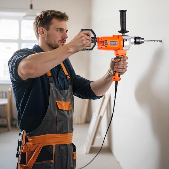 Drill Mixer, 5/8 inch Corded Electric Drill Mixer Set, 0-750RPM 5.63A Mixing Drills, Mixing Drills Machine with D-Handle for Drilling & Blending, Handheld Cement Mixers for Fodder, Paint, Cement