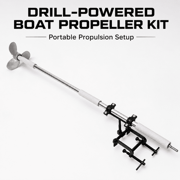 Drill‑Operated Boat Thruster 100cm, Hand‑Driven Propeller Unit, Clamp‑Mount Trolling Drive for Kayaks & Small Boats