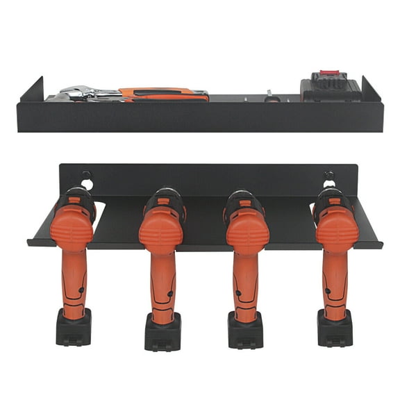 Drill Organizer Rack,Wall Mount Cordless Drill Tool Holder Power Tool Storage | Holds 4 Drills Garage Tool Box
