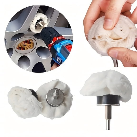 Drill Polishing Kit, 6Pc Cotton Polishing Wheel for Drill, Buffing Wheels for Drill with Drill Attachment, Car Polishing Kit for Automotive Mirror Finish Waxing, Cylindrical