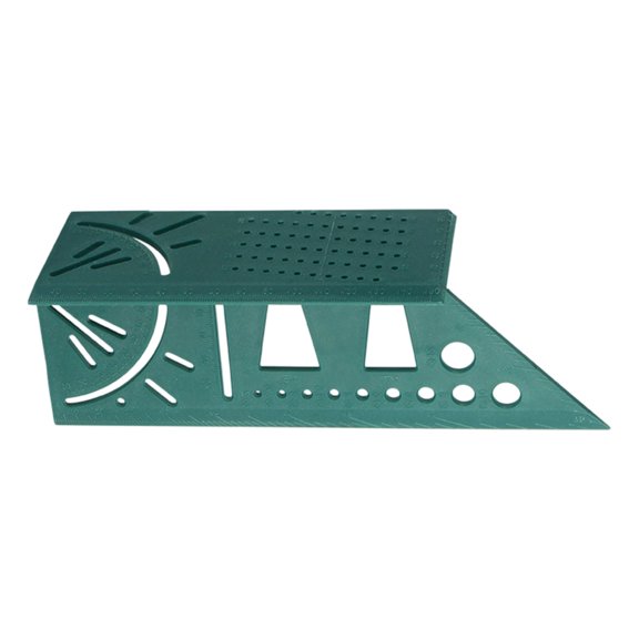 Drill Positioning Ruler for Woodworking Layout, 3D Square Tool with Parallel Scribing Holes and Degree Measuring Scale