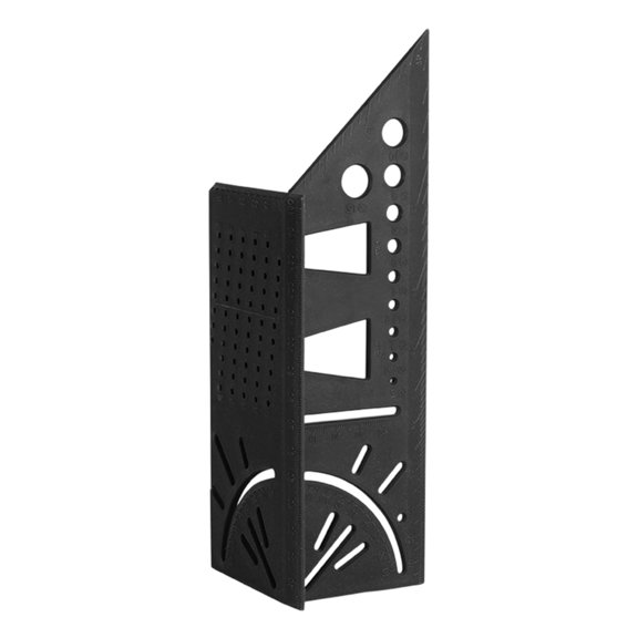 Drill Positioning Ruler for Woodworking Layout, 3D Square Tool with Parallel Scribing Holes and Degree Measuring Scale