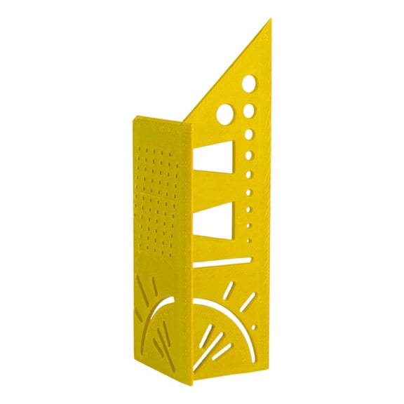 Drill Positioning Ruler for Woodworking Layout, 3D Square Tool with Parallel Scribing Holes and Degree Measuring Scale