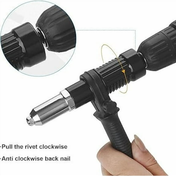 Drill Powered Rivet Tool Adapter, Aluminum Alloy Riveter Pulling Head for Fastening and Metalwork, Converts Drill into Rivet Gun(Multicolor)