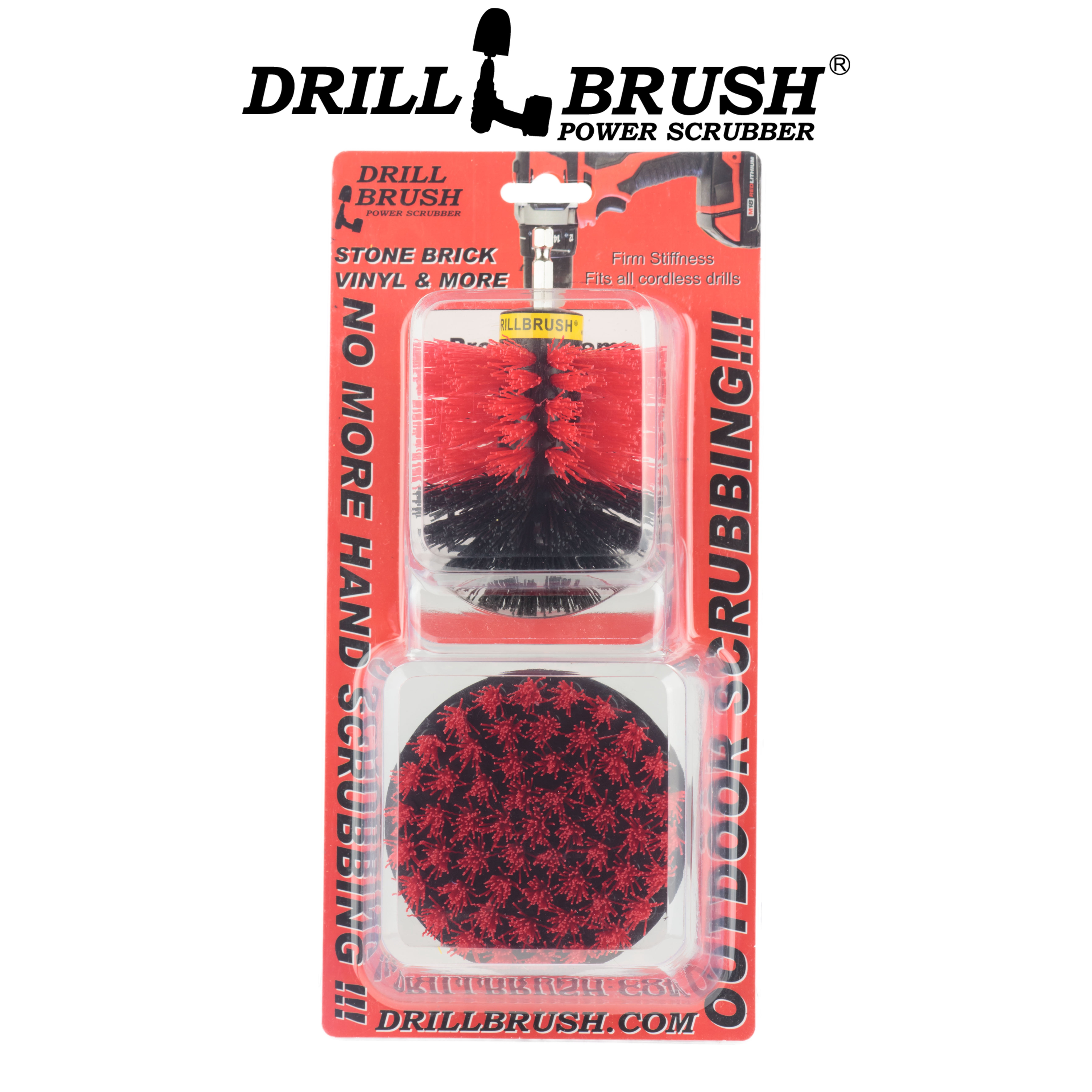 Drill Powered Shop and Outdoor Durable Bristle Scrub Brush Kit by Drillbrush