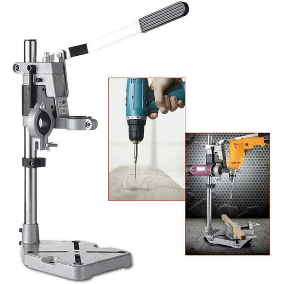 Drill Press, Aluminum Double-hole Adjustable Electric Stand Bench with Wrench, GDAE10 Power Hand Drill Guide, Grinding Rack Holder Benchtop Jig Presses Table Rotary Tool Workstation