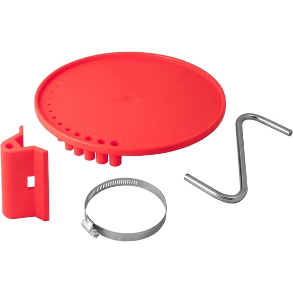 Drill Press Tool Tray with 11 inch Diameter 360 Degree Rotating Tray • Steel Swing Arm • Mounting Bracket and 4 inch Steel Band Clamp